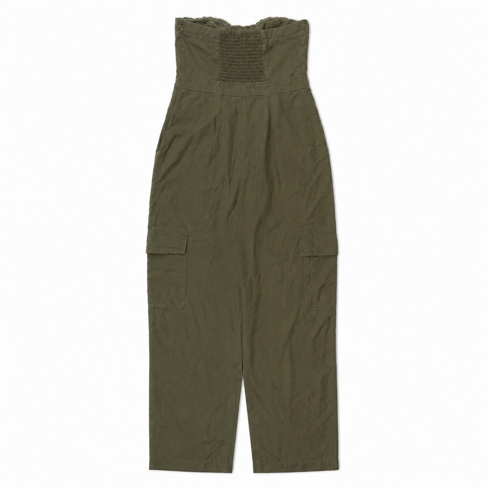 Express Women’s Strapless Lace-Up Cargo Jumpsuit Olive Size 0 NWT - Picture 5 of 7